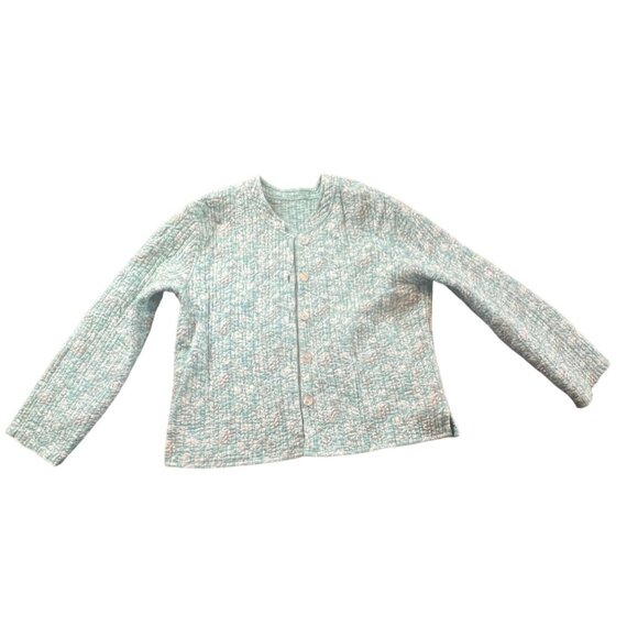 Vintage Turquoise Quilted Reversible Jacket Floral Cottage‎ Core Boho Grandma - Picture 3 of 7